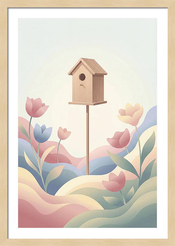 Birdhouse In A Blooming Garden