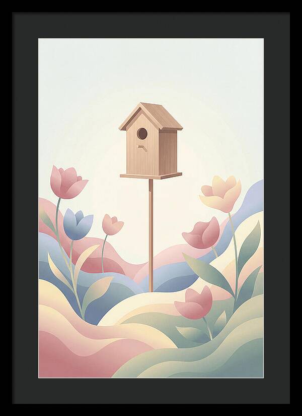 Birdhouse In A Blooming Garden