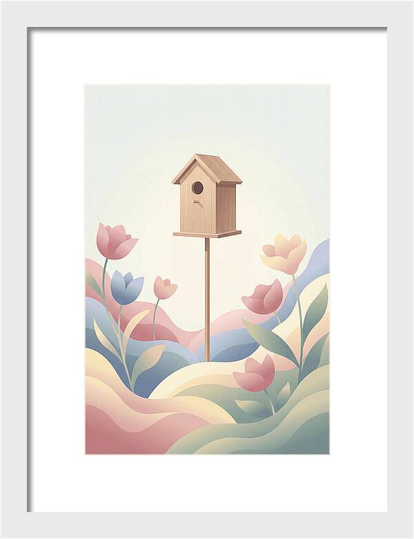 Birdhouse In A Blooming Garden