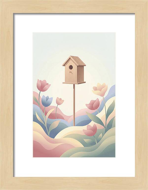 Birdhouse In A Blooming Garden