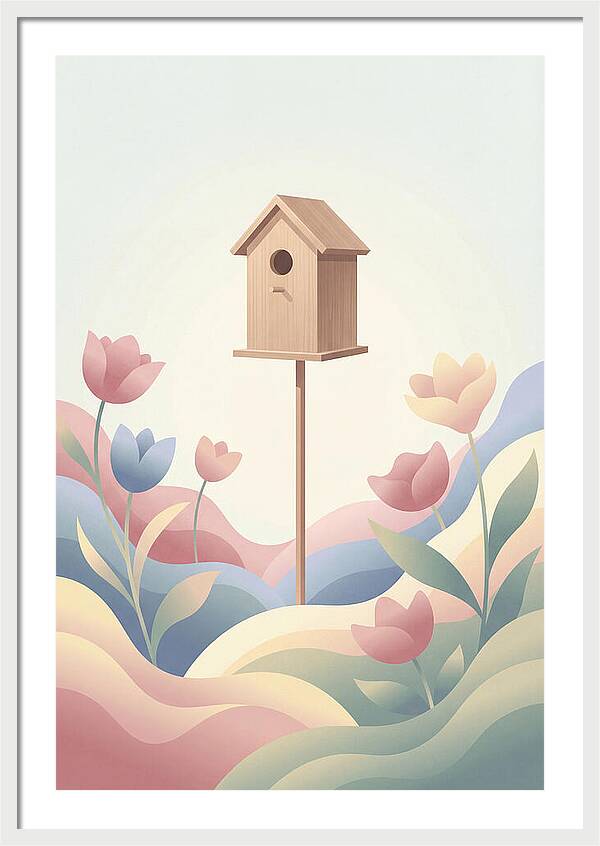 Birdhouse In A Blooming Garden