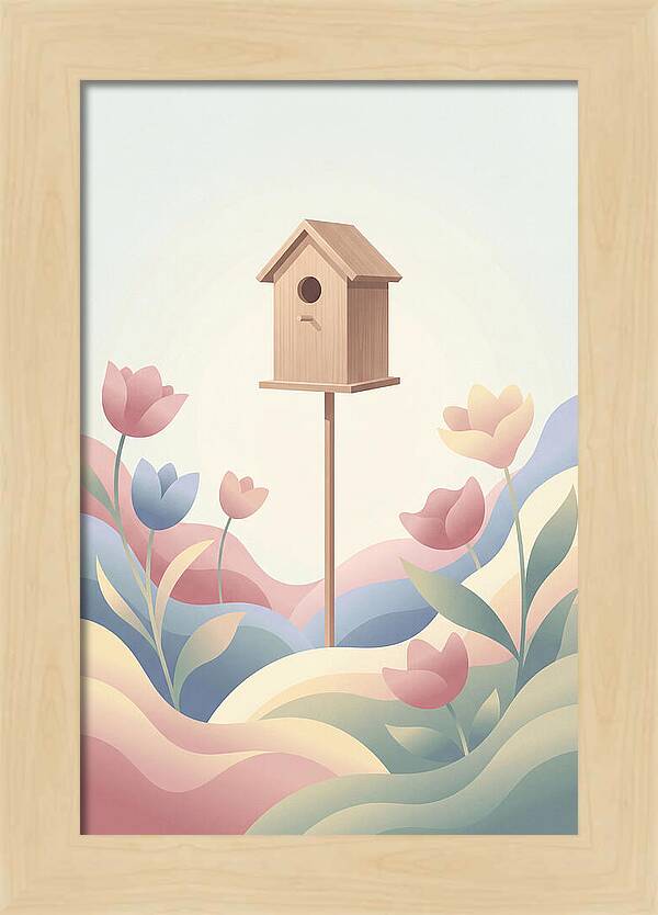 Birdhouse In A Blooming Garden