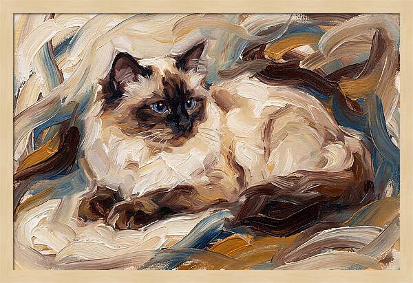 Birman Cat In Expressionist Style