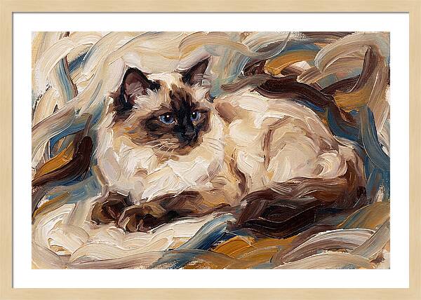 Birman Cat In Expressionist Style