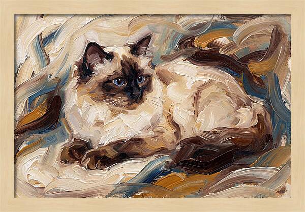 Birman Cat In Expressionist Style