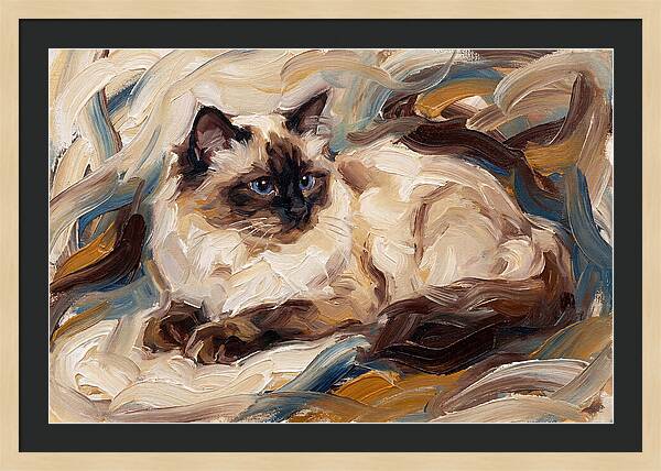Birman Cat In Expressionist Style