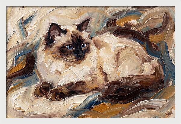 Birman Cat In Expressionist Style