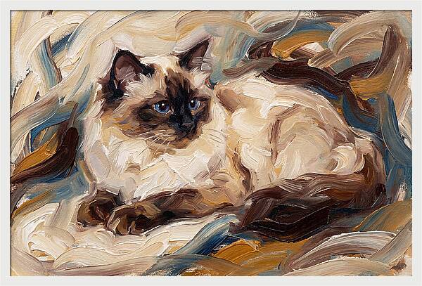 Birman Cat In Expressionist Style