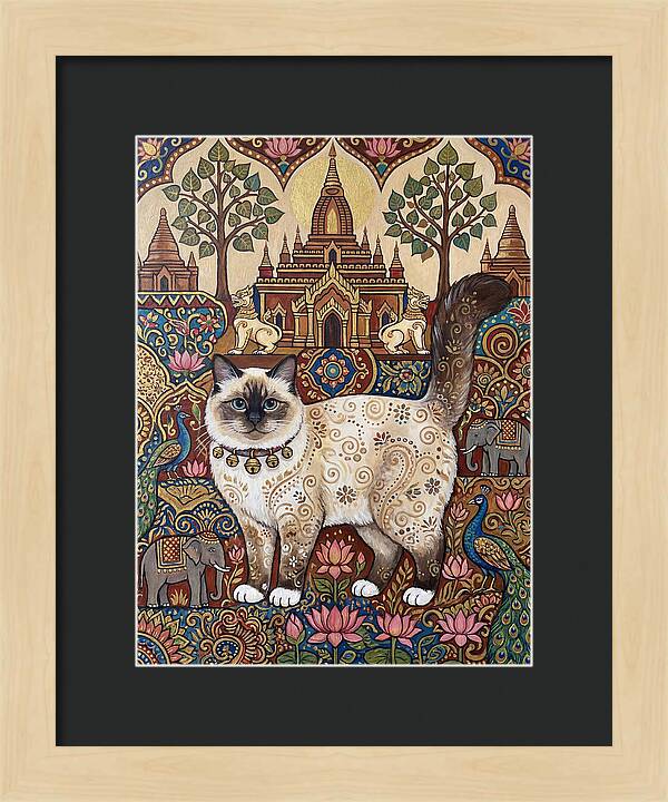 Birman Cat In Folk Art