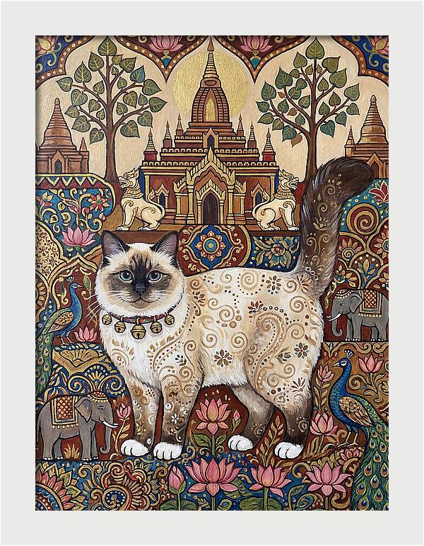 Birman Cat In Folk Art