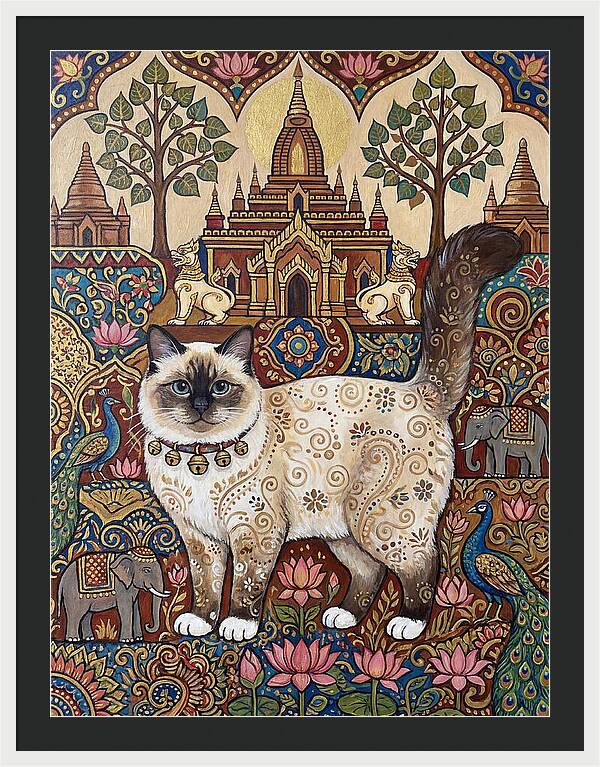 Birman Cat In Folk Art