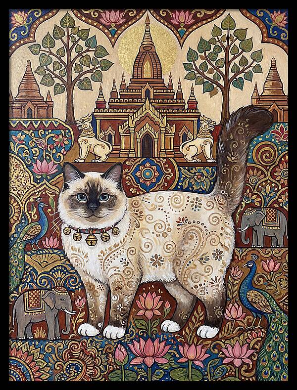 Birman Cat In Folk Art