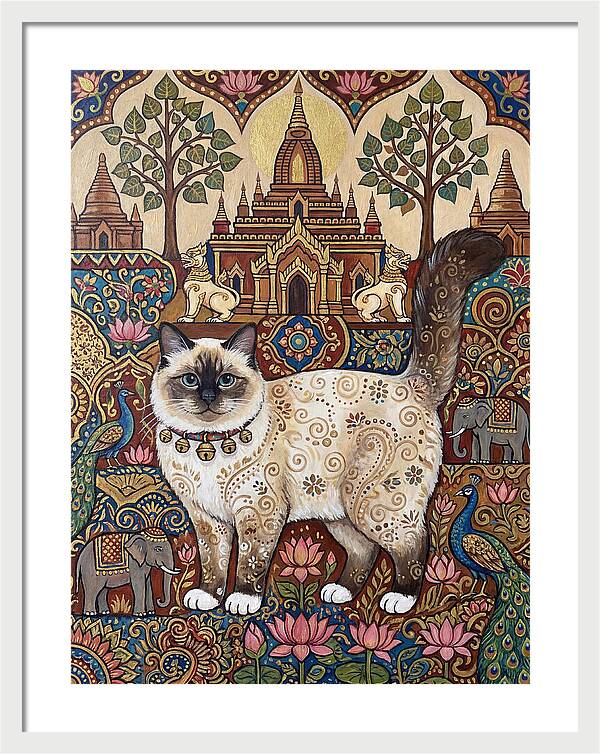 Birman Cat In Folk Art