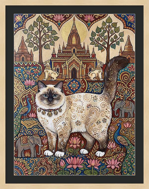 Birman Cat In Folk Art