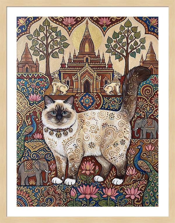 Birman Cat In Folk Art
