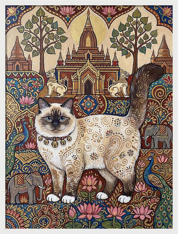 Birman Cat In Folk Art