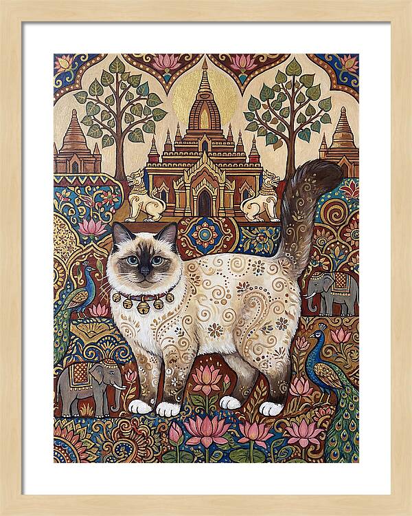 Birman Cat In Folk Art