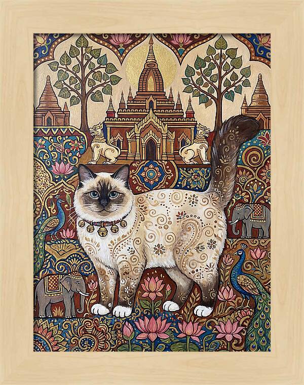 Birman Cat In Folk Art
