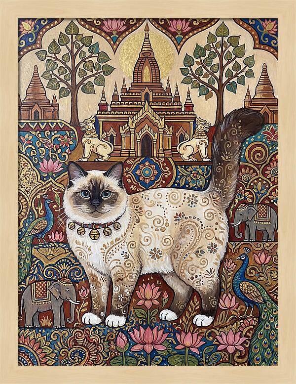 Birman Cat In Folk Art