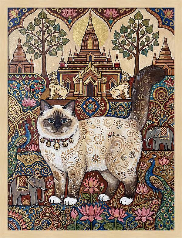 Birman Cat In Folk Art