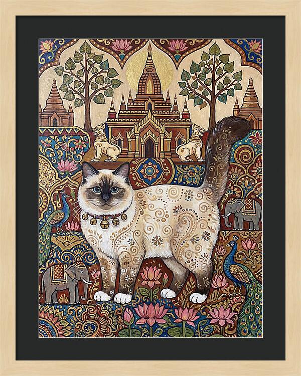 Birman Cat In Folk Art