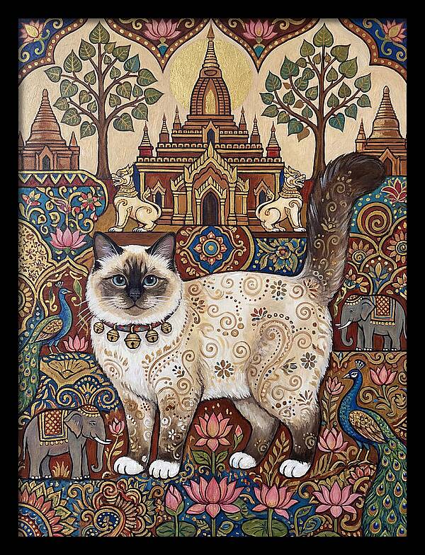 Birman Cat In Folk Art