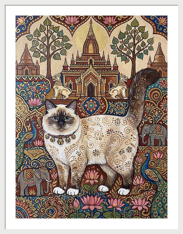 Birman Cat In Folk Art