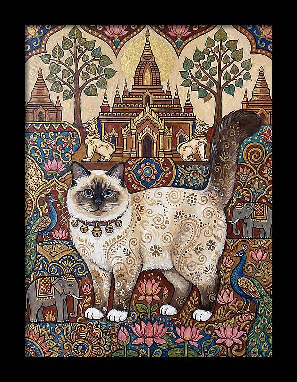 Birman Cat In Folk Art
