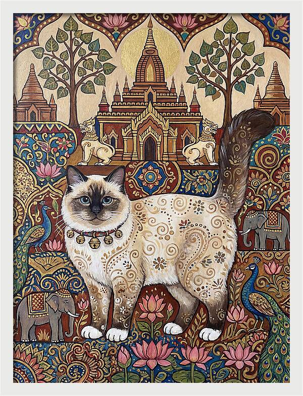 Birman Cat In Folk Art