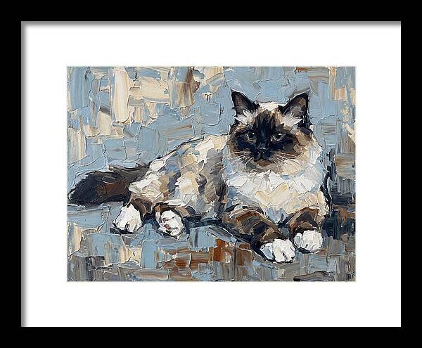 Birman Cat In Palette Knife Style