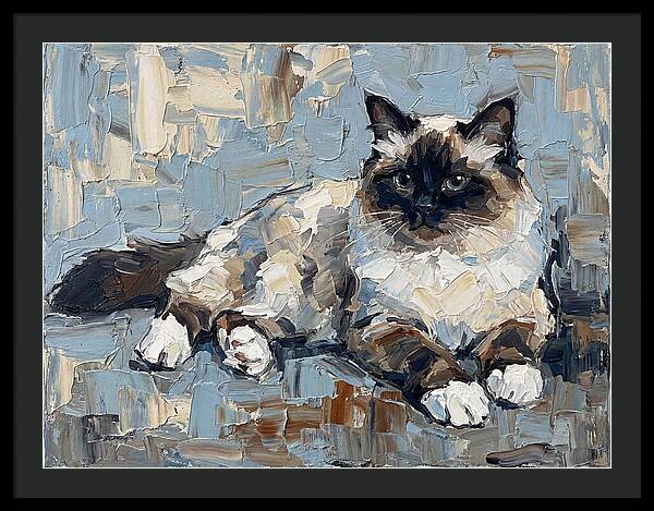 Birman Cat In Palette Knife Style