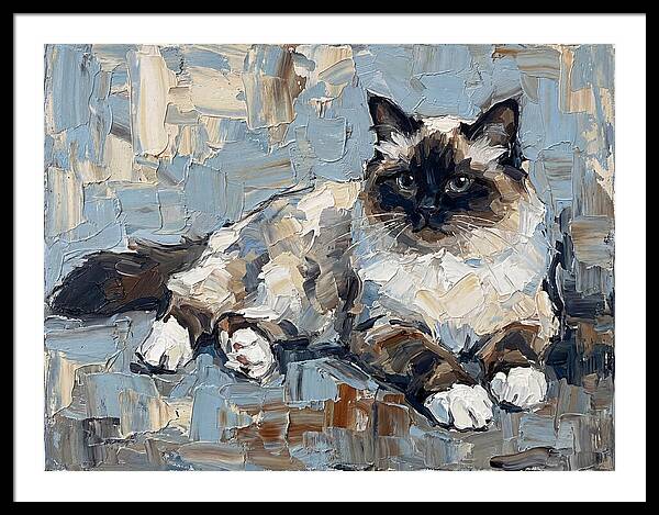 Birman Cat In Palette Knife Style