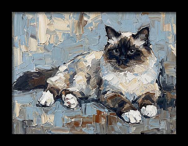 Birman Cat In Palette Knife Style