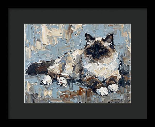 Birman Cat In Palette Knife Style