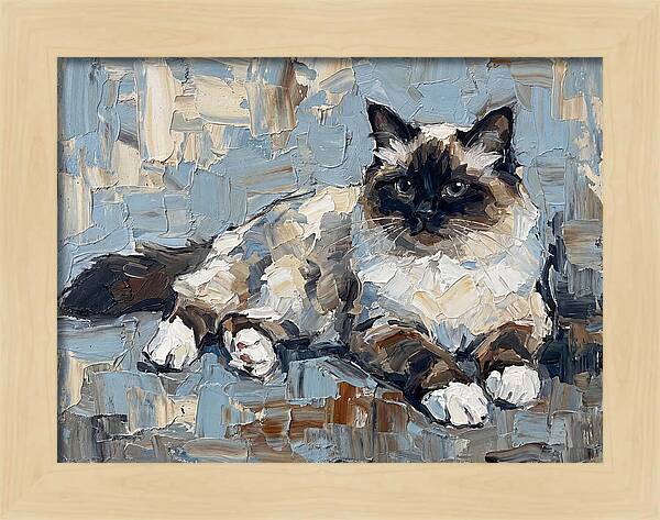 Birman Cat In Palette Knife Style
