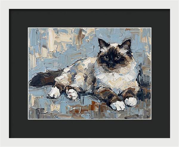 Birman Cat In Palette Knife Style