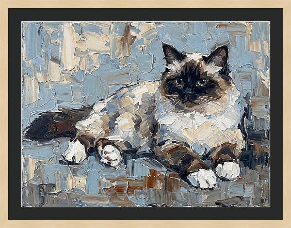 Birman Cat In Palette Knife Style