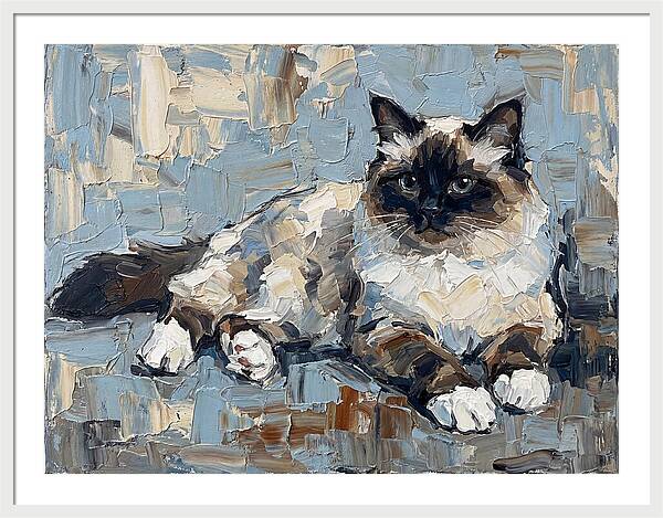 Birman Cat In Palette Knife Style