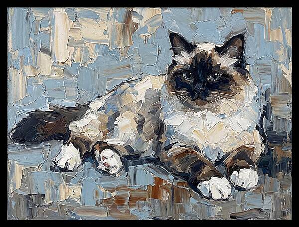 Birman Cat In Palette Knife Style