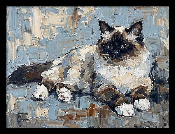 Birman Cat In Palette Knife Style