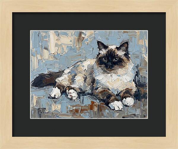 Birman Cat In Palette Knife Style