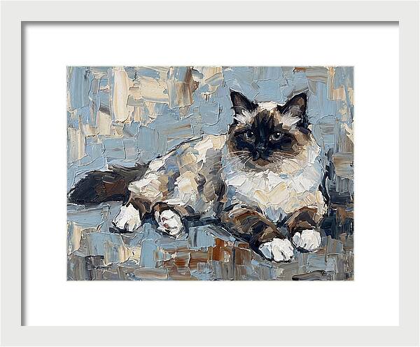 Birman Cat In Palette Knife Style