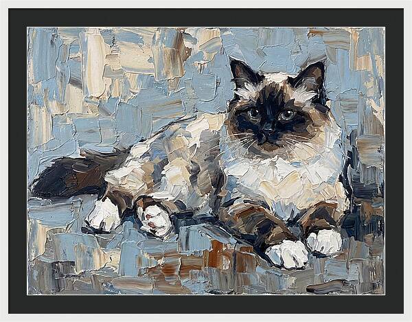 Birman Cat In Palette Knife Style
