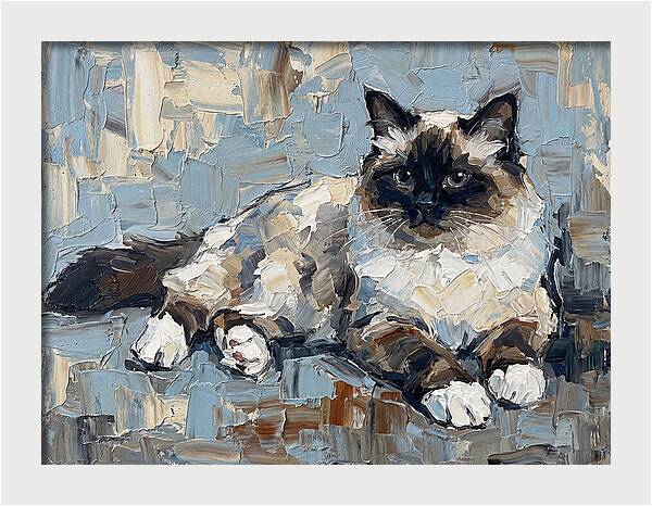 Birman Cat In Palette Knife Style