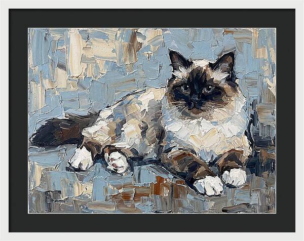 Birman Cat In Palette Knife Style