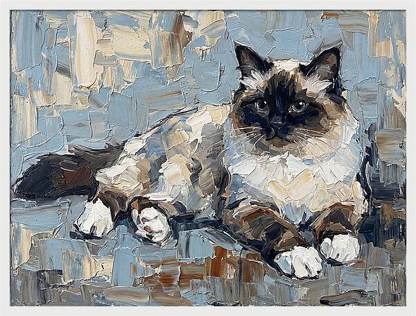 Birman Cat In Palette Knife Style
