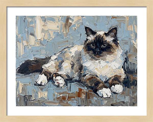 Birman Cat In Palette Knife Style