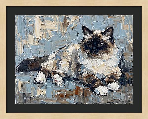 Birman Cat In Palette Knife Style