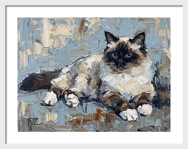 Birman Cat In Palette Knife Style