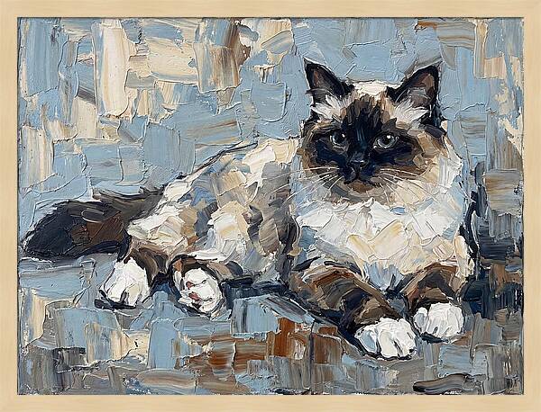Birman Cat In Palette Knife Style